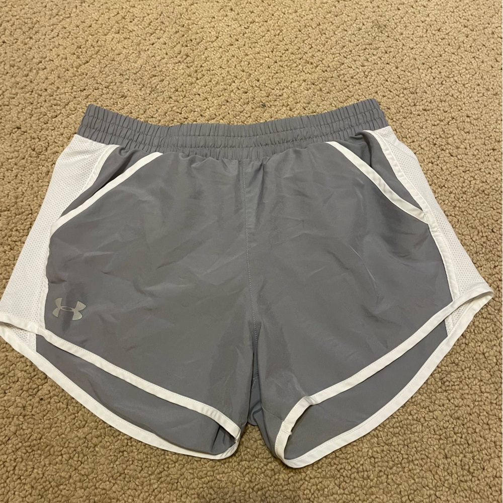 Under Armour Gray and White Running Shorts